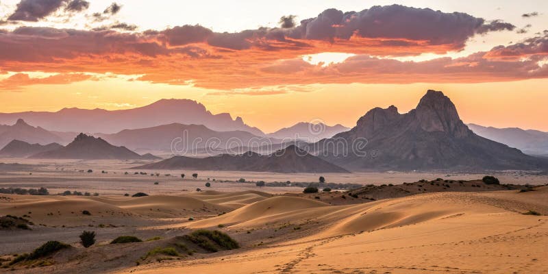 جبال الهقار جنوب الجزائر عند الغروب